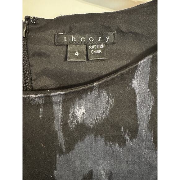 Theory Dress Sheath Black Grey Sleeveless Sz 4 Side Pockets Wedding Work Goth - Picture 4 of 11